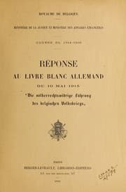 Tapa de Réponse au Livre Blanc du 10 mai 1915 -̋ Die völkerrechtswidrige Führung des belgischen Volkskriegs̋
