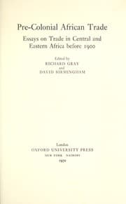 Tapa de Pre-Colonial African Trade: essays on trade in Central and Eastern Africa before 1900