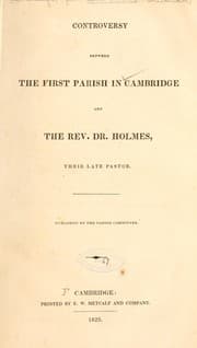 Tapa de Controversy between the First parish in Cambridge and the Rev. Dr. Holmes, their late pastor