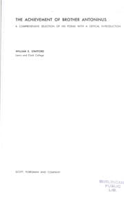 Tapa de The achievement of Brother Antoninus