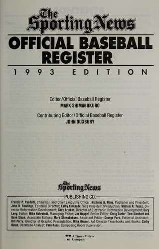 Tapa de Official Baseball Register, 1993