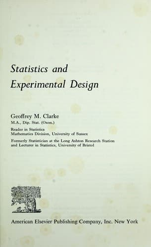 Tapa de Statistics and experimental design