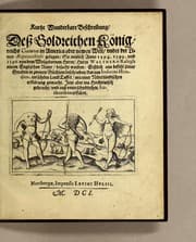 Tapa de Kurtze wunderbare Beschreibung, dess Goldreichen Königreichs Guianae in America oder newen Welt, vnder der Linea Aequinoctiali gelegen: so neulich Anno 1594. 1595. vnd 1596. von dem wolgebornen Herrn, Herrn Walthero Ralegh einem englischen Ritter, besucht worden