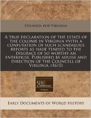Tapa de A true declaration of the estate of the colonie in Virginia