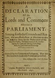 Tapa de A declaration of the Lords and Commons assembled in Parliament