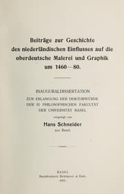 Tapa de Beiträge zur Geschichte des niederländischen Einflusses auf die oberdeutsche Malerei und Graphik um 1460-80