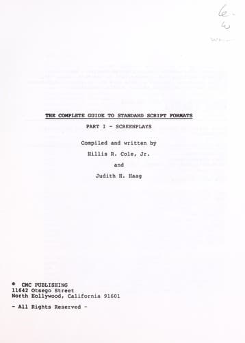 Tapa de The complete guide to standard script formats