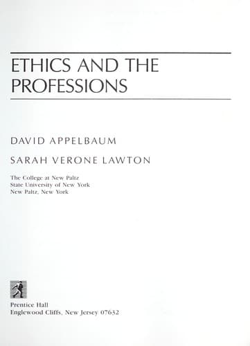 Tapa de Ethics and the professions