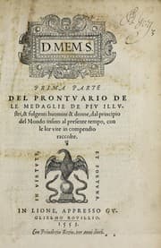 Tapa de Prima[-seconda] parte del Prontvario de le medaglie de piv illvstri & fulgenti huomini & donne
