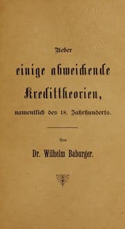 Tapa de Ueber einige abweichende Kredittheorien, namentlich des achtzehnten Jahrhunderts