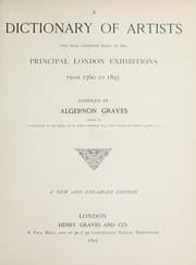 Tapa de A dictionary of artists who have exhibited works in the principal London exhibitions from 1760 to 1893
