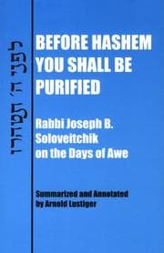 Tapa de Before Hashem you shall be purified