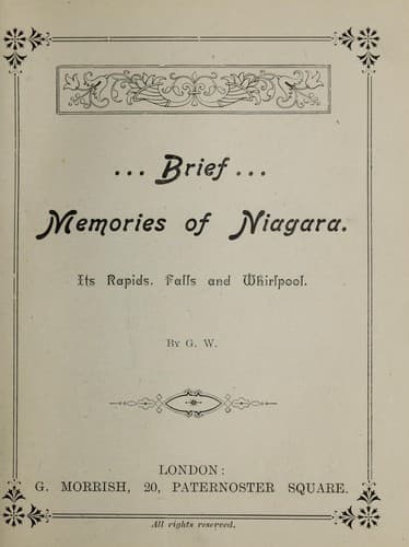 Tapa de Brief memories of Niagara