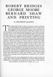 Tapa de Robert Bridges, George Moore, Bernard Shaw and printing