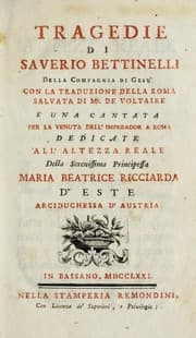 Tapa de Tragedie di Saverio Bettinelli della Compagnia di Gesù