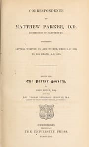 Tapa de Correspondence of Matthew Parker