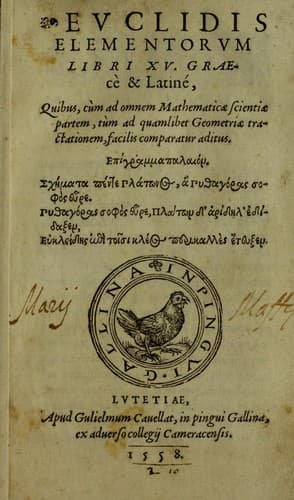 Tapa de Euclidis Elementorum libri XV. Graece & Latine