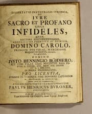 Tapa de Dissertatio inauguralis iuridica, de iure sacro et profano circa infideles