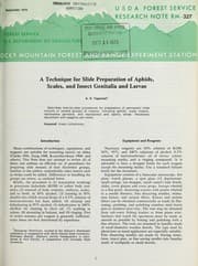 Tapa de A technique for slide preparation of aphids, scales, and insect genitalia and larvae