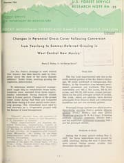 Tapa de Changes in perennial grass cover following conversion from yearlong to summer-deferred grazing in west central New Mexico