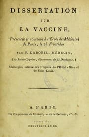 Tapa de Dissertation sur la vaccine, pr©♭sent©♭e et soutenue ©  l'©cole de M©♭decine de Paris, le 25 Fructidor