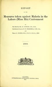 Tapa de Report on the measures taken against malaria in the Lahore (Mian Mir) Cantonment,1909