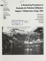 Tapa de A screening procedure to evaluate air pollution effects in Region 1 wilderness areas, 1991