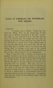 Tapa de Lunacy in Cumberland & Westmorland, with remarks