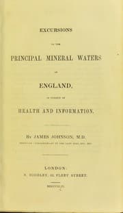 Tapa de Excursions to the principal mineral waters of England
