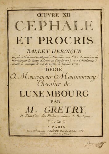 Tapa de Cephale et Procris, ballet heroique