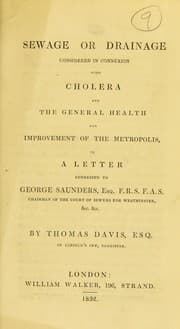 Tapa de Sewage or drainage considered in connexion with cholera and the general health and improvement of the metropolis