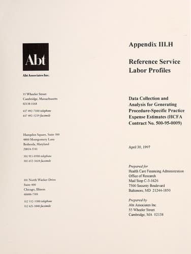 Tapa de Data collection and analysis for generating procedure-specific practice expense estimates
