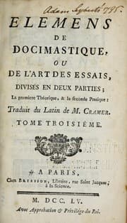 Tapa de Elemens de docimastique, ou, De l'art des essais