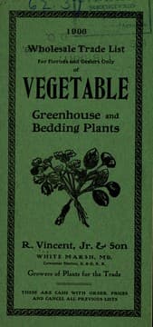 Tapa de Wholesale trade list for florists and dealers of vegetable, greenhouse and bedding plants