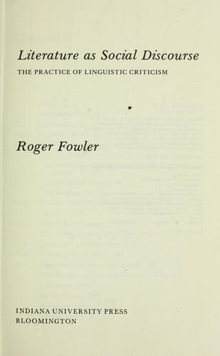 Tapa de Literature As Social Discourse