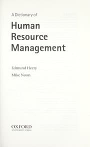 Tapa de A dictionary of human resource management