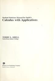 Tapa de Student Solutions Manual for Smith's Calculus with Applications