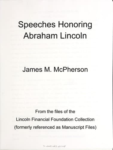 Tapa de Speeches honoring Abraham Lincoln