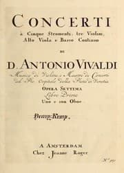 Tapa de Concerti ℗♭ cinque stromenti, tre violini, alto viola e basso continuo, opera settima, uno e con oboe
