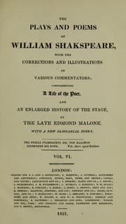 Tapa de The Plays and Poems of William Shakspeare. Volume VI (As You Like It / Romeo and Juliet)
