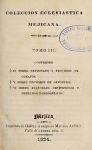 Tapa de Coleccion eclesiastica mejicana