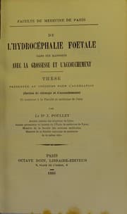 Tapa de De l'hydroc©♭phalie foetale dans ses rapports avec la grossesse et l'accouchement