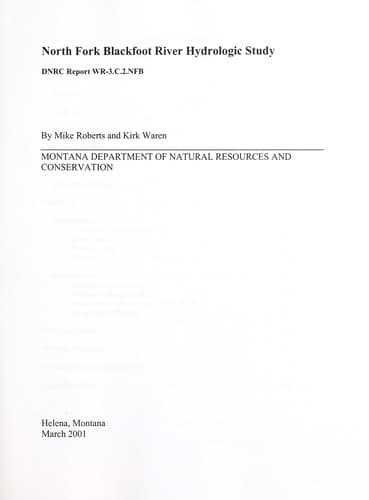 Tapa de North Fork Blackfoot River hydrologic study