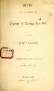 Tapa de Hints for preserving objects of natural history