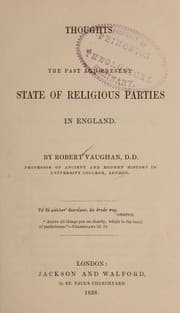Tapa de Thoughts on present and past state of religious parties in England