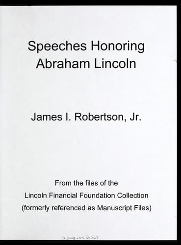 Tapa de Speeches honoring Abraham Lincoln