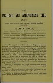Tapa de The Medical Act Amendment Bill 1883 : some suggestions and reasons for improving the same