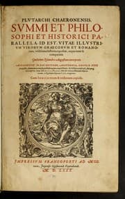 Tapa de Plvtarchi Chaeronensis Svmmi et philosophi et historici parallela