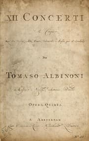 Tapa de XII concerti a cinque, due, tre violin, alto, tenore, violoncello e basso per il cembalo, opera quinta