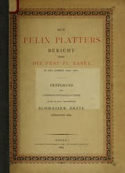 Tapa de Aus Felix Platters Bericht u ber die Pest zu Basel 1609 - 1611